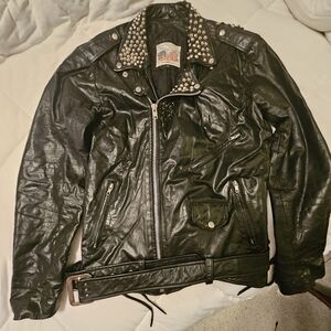 Black leather biket jacket